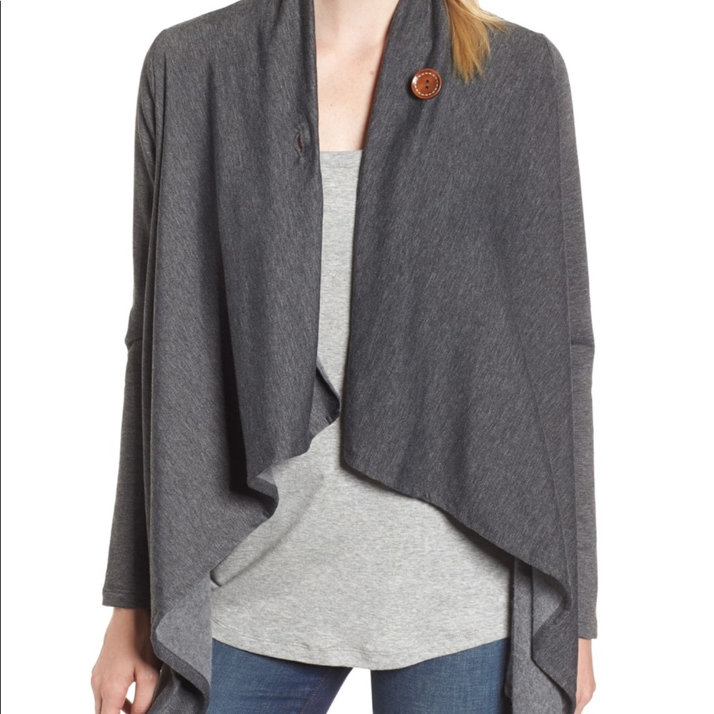 Bobeau petite women’s fleece wrap cardigan